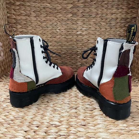 Dr. Martens Custom Jadon Platform Smooth White Leather Mixed Tile Patchwork Boot - Picture 9 of 13